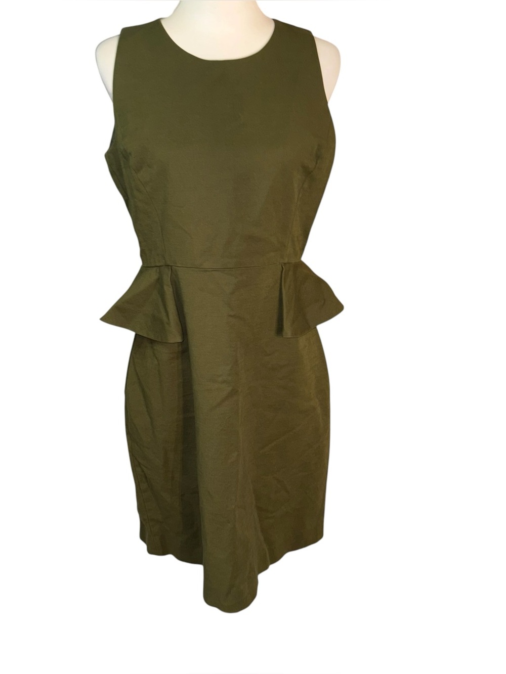 Kate Spade Peplum Sheath Dress in Olive Green Size 10